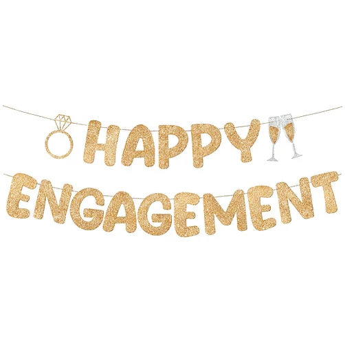 SOKHOND Engagement Party Decorations, She Said Yes Decorations, Gold Just Engaged Decor, Happy Engagement Banner For Home Party
