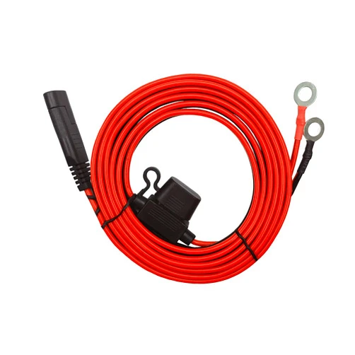 AEISVIK O Ring Terminal Wiring Harness SAE Cable - Battery Charging Cord 2-Pin Quick Connect Disconnect Plug Battery Extension Cable 12V- 24V with 15A Fused 16AWG Copper Wire for Motorcycle (7ft)