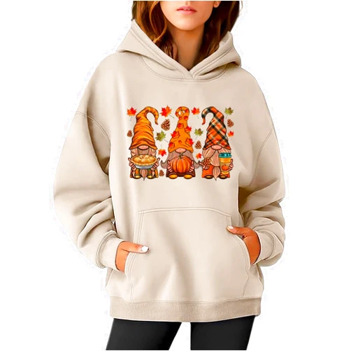 Generic Halloween Hoodies for Women Trendy Pumpkin Printed Long Sleeve Sweatshirt Pullover Casual Loose Fit Tops with Pocket