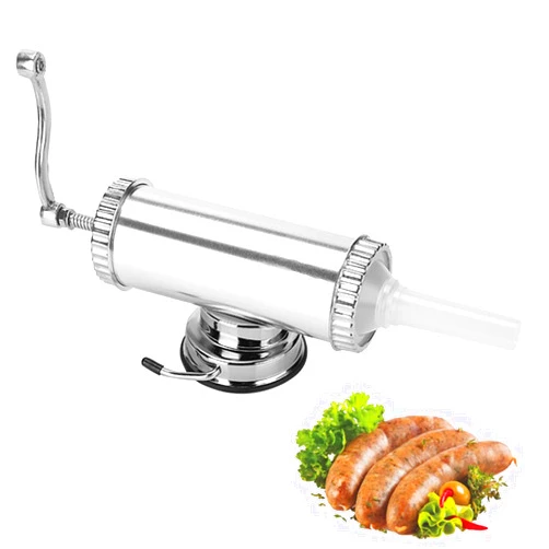 Kucoolou 2 LBS Sausage Stuffer With Suction Base Homemade Sausage Filler Sausage Syringe Aluminum Manual Sausage Maker