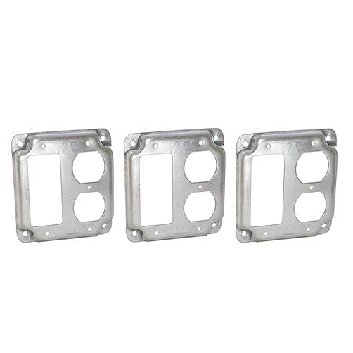 RACO Hubbell-Raco 915C 1 GFCI and 1 Duplex Receptacle 4-Inch Square Exposed Work Cover (Тhrее Pаck)
