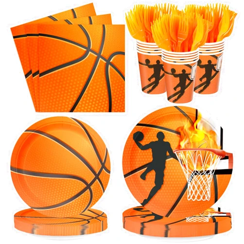 Detanpoly 120pcs Basketball Plates and Napkins Basketball Birthday Party Supplies Paper Cups Sport Tableware Party Supplies for Boy Basketball Theme Birthday Party Serves 24