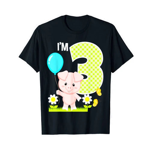 Cute Piglets Pig Barn Farm Birthday Party Supplies Pig 3rd Birthday Toddler 3 Year Old Birthday Boy Piglet Bday T-Shirt
