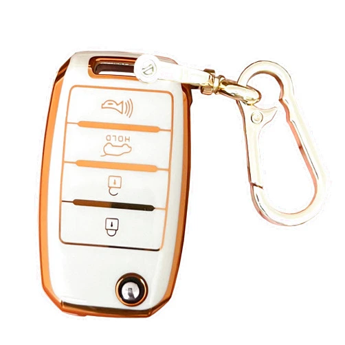 QIXIUBIA BINOWEN QIXIUBIA for Kia Key Fob Case Cover, Key Fob Shell with KeyChain Fit for Kia Rio Optima Soul Sportage Sorento Carens Smart Remote Fob Keys (Milky-white)