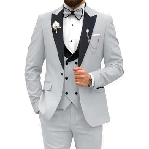 Wangyue Men's Tuxedo Suit 3 Piece Slim Fit Suit for Men Tuxedo for Men Wedding Party Dinner Prom