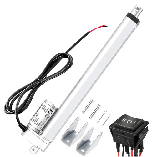 SZAWINLI AWINLI 12 Inch Linear Actuator,Heavy Duty 202Lbs (900N) High Speed 9mm/s DC 12V Actuator Motor with Reverse Remote Pole Switch and Mounting Bracket,for Automotive RV,Electric Door Opener(300mm)