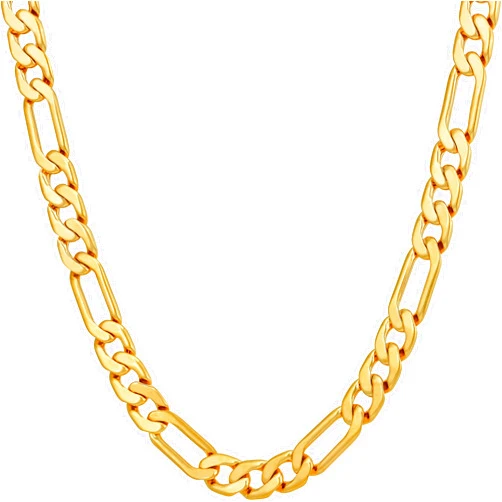 LIFETIME JEWELRY Flat Figaro Chain Necklaces for Men & Women 24k Real Gold Plated (4mm, 5.5mm & 7mm)
