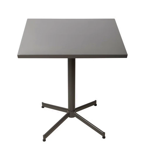 Outogether 27.5x27.5ins Steel Square Folding Table for Outdoor and Indoor, Patio, Back Yard, Balcony, Weather Risistant, Waterproof and Uv-Proof, Stable X Shape Base (Grey)