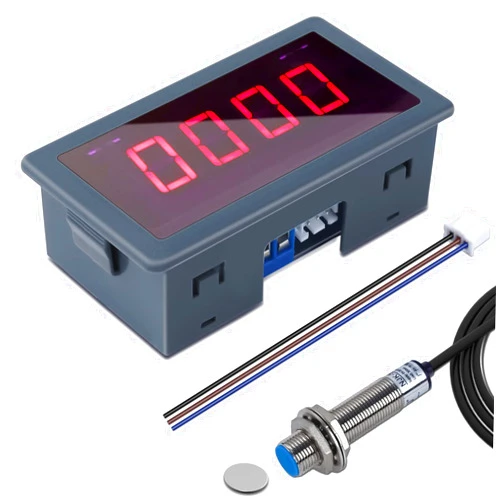 IS Digital LED Tachometer, Icstation RPM Speed Meter AC 110V 220V Digital Motor Tachometer with Hall Proximity Switch Sensor NPN for Lathes, Conveyor Belts, Quality Inspection Machines