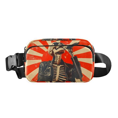KYZSXZ Fanny Pack-Vintage Skull Singer Water Resistant Crossbody Waist Bag with Adjustable Belt for Hiking Traveling Running 8×5.3×1.6 inches