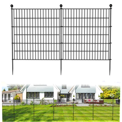 Jinligogo 5 Panels No Dig Decorative Outdoor Garden Fence for Yard, 32 in(H) X 11.8 ft(L) Animal Barrier Fencing Rustproof Metal Wire Panel Border for Dog, Rabbits, and Patio Temporary Ground Stakes