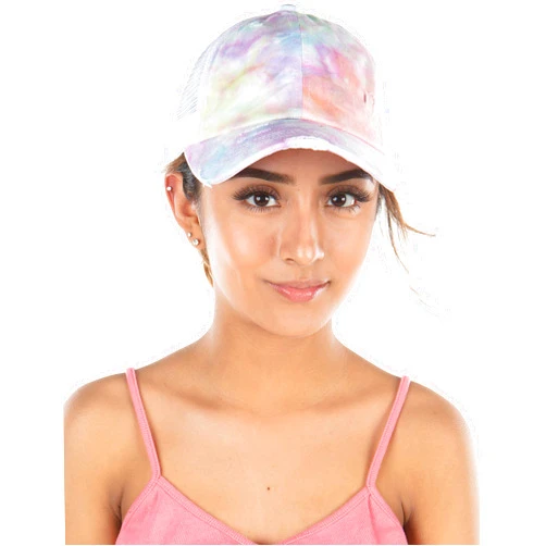 Funky Junque Criss Cross Hat Womens Baseball Cap Distressed Ponytail Messy Bun Trucker Ponycap