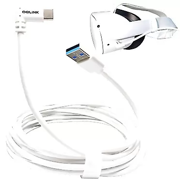 OQLINK Oculus Quest 2 Link Cable 13ft(4M), USB Type C to A, USB 3.2 Gen1 5Gbps/3A, Oculus Link Cable, Oculus Link, Oculus Cable with High Speed Data Transfer & Fast Charging (White, 4m/13ft) White 4m/13ft