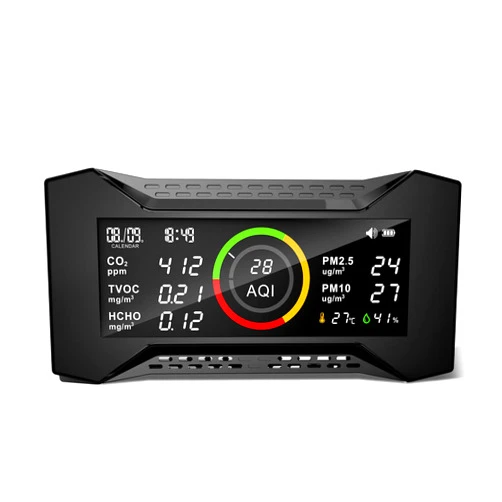 Simbow Air-Guardian AQ Air Quality Monitor, Indoor CO2 Monitor (PM2.5, PM10, CO2, VOC, Formaldehyde, Humidity, Temp) Multifunctional air Pollution Detector, Easy Calibration Indoor Air Quality Meter