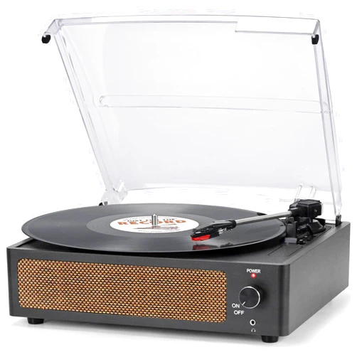 Seasonlife Vinyl Record Player with Speakers Vintage Turntable for Vinyl Records Belt-Driven Turntable Support 3-Speed, Wireless Playback, Headphone, AUX-in, RCA Line LP Vinyl Players for Sound Enjoyment Black
