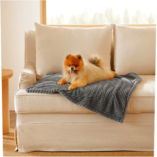 Bedsure Dog Blanket for Small Dogs Washable - Soft Fluffy Puppy Blanket with Premium 300GSM Coral Fleece, Cozy Calming Cat Blankets for Indoor Cats, Fuzzy Pet Blanket for Kitten Doggy, Grey, 25x35IN