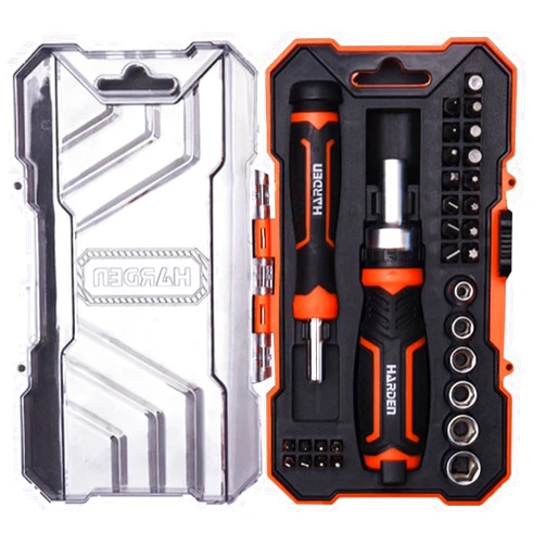 Edward Tools 31 Piece Ratchet Screwdriver Set - Easy Ratchet Screwdriver Pro Strong Magnetic Bit Tips includes Phillips, Slotted, Hex, Torx - 5-10mm socket set - Ergo Rubber Handle - Organizing Case
