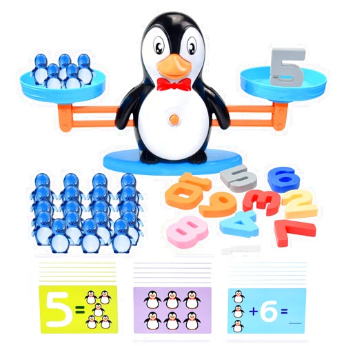 BAKAM Penguin Balance Scale & Number Counting Blocks Games for Kids Ages 3-5, Montessori Math Games for Kids 5-7, Preschool Kindergarten Learning Activities, STEM Educational Toys for 3+ Year Old
