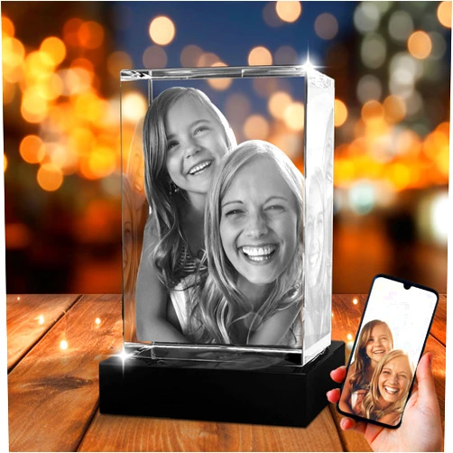 POEM Studio 3D Crystal Photo - 3D Crystal Photo Personalized Gift for Mom, Mother's Day, Women, Her, Wife, Him, Men - Personalized with Your Picture - Unique Gift Idea for Pictures