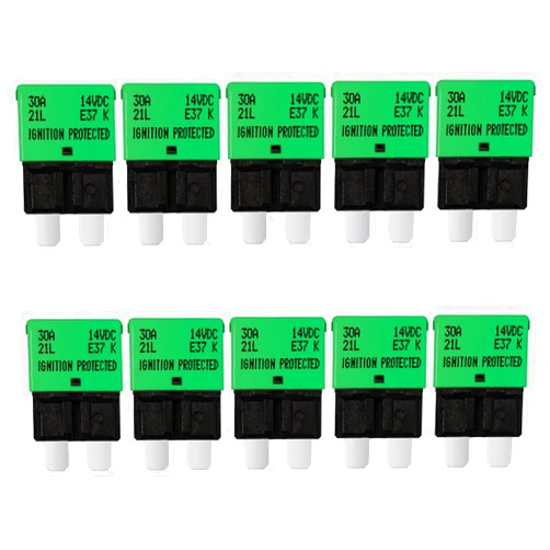 Jamgoer 30 Amp Auto Reset Circuit Breaker ATC/ATO Resettable Fuses Low Profile Automotive Satandard Blade Fuse DC12V-32V for Car Truck RV Marine Boat 10 Pack