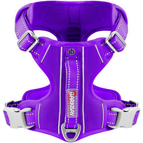 BARKBAY Dog Harness No Pull with ID Tag Pocket - Heavy Duty, Reflective, Easy Control for Large Dogs (Purple,L)