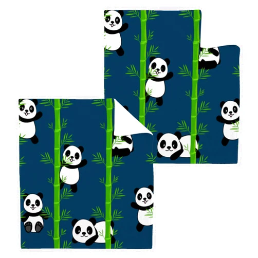 YETTASBIN Cute Panda Washcloths 2 Pack, Soft Absorbent Cotton Baby Face Towels, Washable Reusable Fingertip Towels for Bath Gym Hotel Spa, 12 x 12 Inch