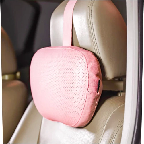Carwales Head Rest Pillow for Car Neck Support Chair Latex Travel Driving Seat Interior Accessories Girl Pain Relief Pink