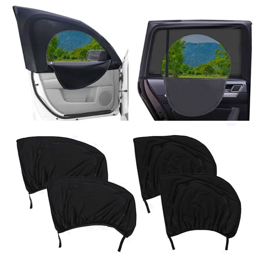 Turcee 4PCS Car Window Shades with Zipper,Breathable Car Window Cover Baby Window Shades for Car,Camping Essentials Side Window Sun Shade for Privacy Protection Fits Most Cars