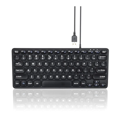 Perixx PERIBOARD-432 Wired Mini USB Keyboard - X Type Scissor Keys - Big Print Keys - US English, Black