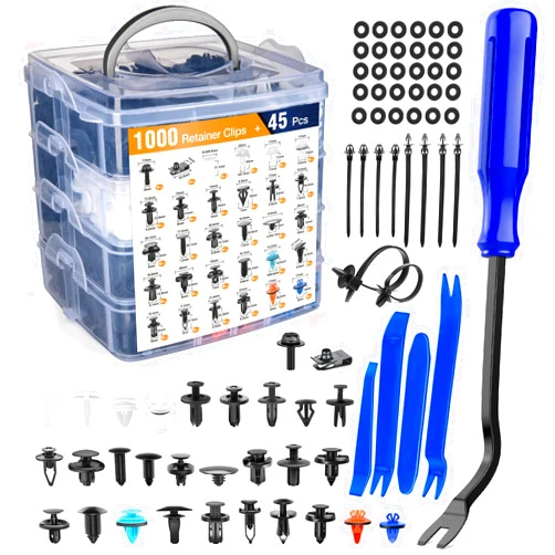 GOOACC 1045Pcs Car Push Retainer Clips & Auto Fasteners Assortment -30 Most Popular Sizes Nylon Bumper Fender Rivets with Fasteners Remover an 10 Cable Ties for Toyota GM Ford Honda Chevy
