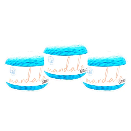 Lion Brand Yarn Mandala Gradient, Multicolor Yarn for Knitting, Crochet and Crafting, Aqua, 3 Pack