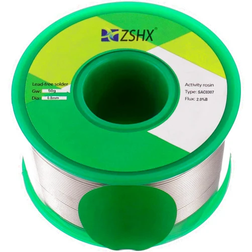 ZSHX Lead Free Solder Wire Sn99 Ag0.3 Cu0.7 Rosin core solder wire for electrical soldering (0.8mm 50g)