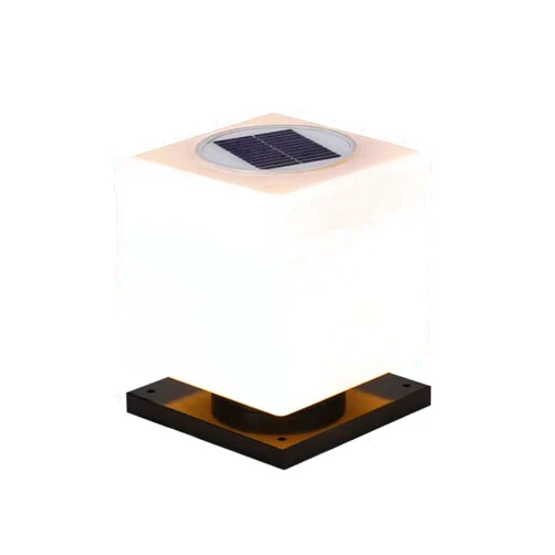 CZLZY Modern Simple Square LED Pillar Lamp Solar Post Light Outdoor Waterproof Column Light Acrylic Lampshade Garden Fence Pedestal Light Villa Gate Landscape Light