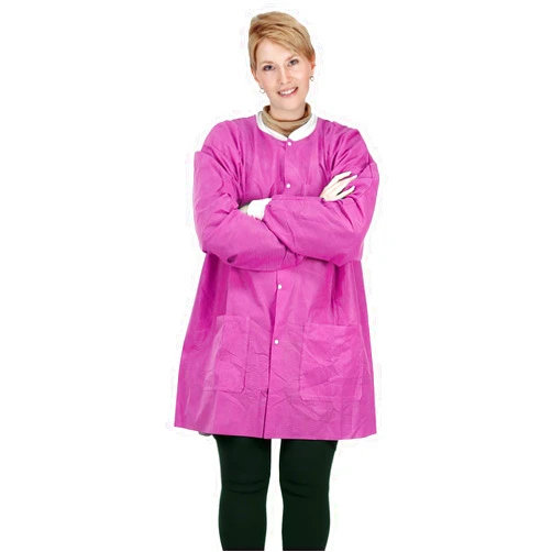 JEVOLVE Dental Grade Disposable Lab Jackets Durable SMS Multiple Layers 45G Hip Length with Pockets & Knit Cuffs Adult