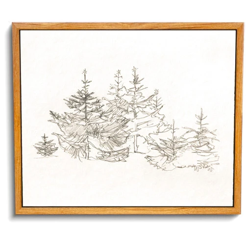KBKBART Minimalist Framed Wall Art Christmas Tree Wall Art Sketch, Vintage Canvas Art Prints Painting, Rustic Farmhouse Wall Decor Ready To Hang for Bedroom, Bathroom, Living Room, Gallery, Neutral Wall Decor(8