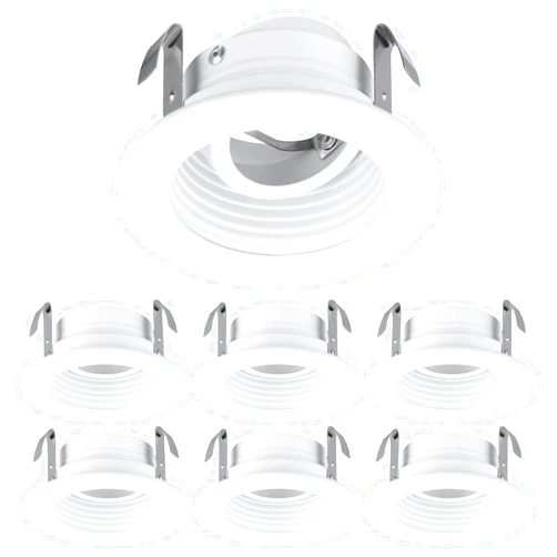 TORCHSTAR 3 Inch GU10 Trim, 3 Inch Recessed Gimbal Trim, Full Metal, Adjustable Ceiling Can Light Trim for 3 Inch Recessed Can, Only for GU10, Fit Halo/Juno Remodel Recessed Housing, White, Pack of 6