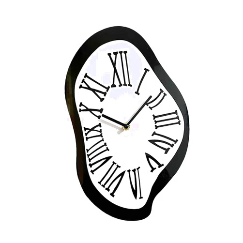 FLCPJGV Melting Clock Silent Sweep Wall Clock Creative Distorted Wall Clock Interior Wall Clock for Office Shelf Bedroom Living Room, L