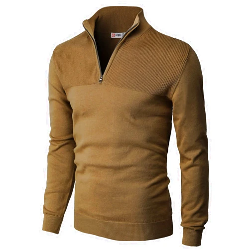 H2H Mens Casual Slim Fit Pullover Sweaters Long Sleeve Knitted Fabric Zip Up Mock Neck Polo Sweater