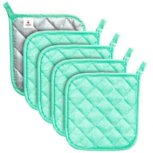 Joyhalo 5 Pack Pot Holders for Kitchen Heat Resistant Pot Holders Sets Oven Hot Pads Terry Cloth Pot Holders for Cooking Baking