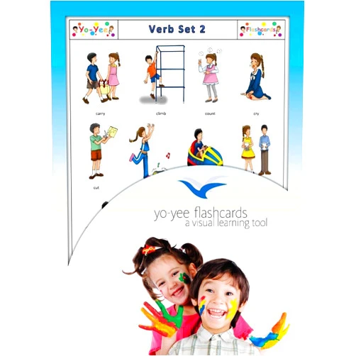 Yo-Yee Flashcards Action Words and Verbs Flash Cards - Set 2 - English Vocabulary Picture Cards for Toddlers, Kids, Children and Adults