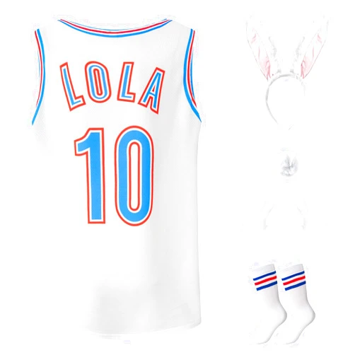 Okbebe Youth Basketball Jersey Lola #10 Bugs #1 90s Space Movie Basketball Hip Hop Sports Shirt Sets for Kids