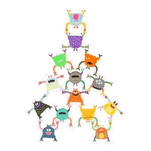 HearthSong Set of 18 Fun and Friendly Stacking and Playing Monsters Wooden Blocks
