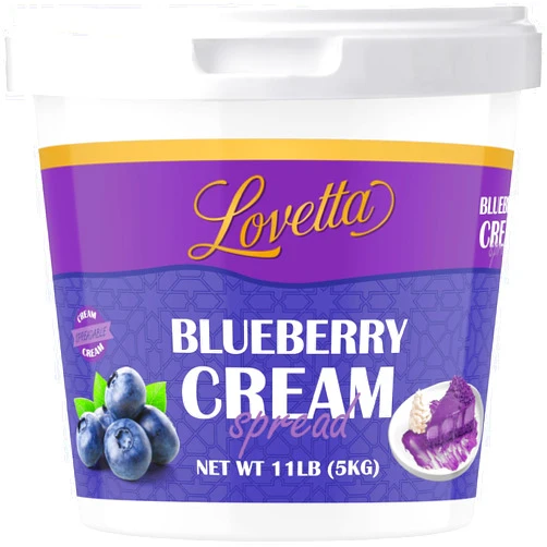 Lovetta Blueberry Cream Bulk 11lb (5kg) Tub – Smooth Gourmet Blueberry Dessert Spread, Sweet Berry Cream Filling for Pastries, Cakes, Crepes & Bakeries – Ready to Use