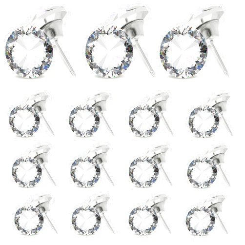 Uenhoy 30 Pcs Crystal Upholstery Nails Tacks 1 Inch (25mm) Furniture Upholstery Tacks for Decoration, Diamond Crystal Decorative Push Pins for Sofa Headboard Wall Decor
