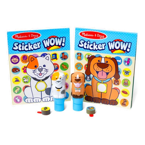 Melissa & Doug Sticker Wow Pets (Dog and Cat) Value Pack Arts and Crafts Collectibles - 2 Activity Pads, 2 Sticker Stampers, 2 Bonus Stacks - FSC-Certified
