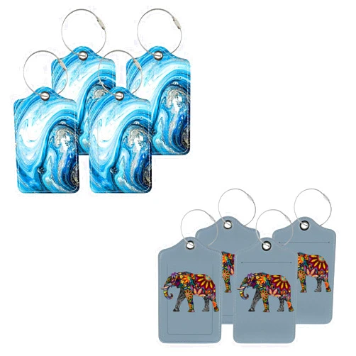 Sodsay 8 Pack Luggage Tags with Full Privacy Cover Stainless Steel Loop for Travel Bag Suitcase(Gold Foilded Marble)