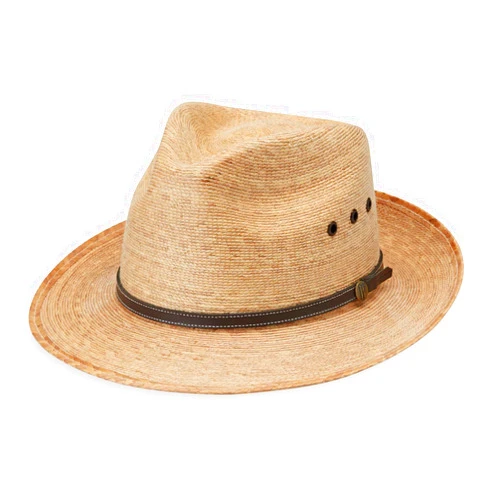 Wallaroo Hat Company Men’s Baja Fedora – Natural Wide Brim Straw Surf Sun Hat with Chin Strap and UPF 50+ Sun Protection