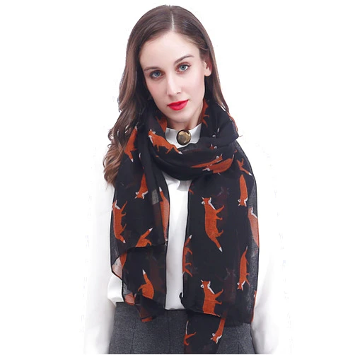 Lina & Lily Fox Animal Print Women's Scarf Shawl Wrap Lightweight
