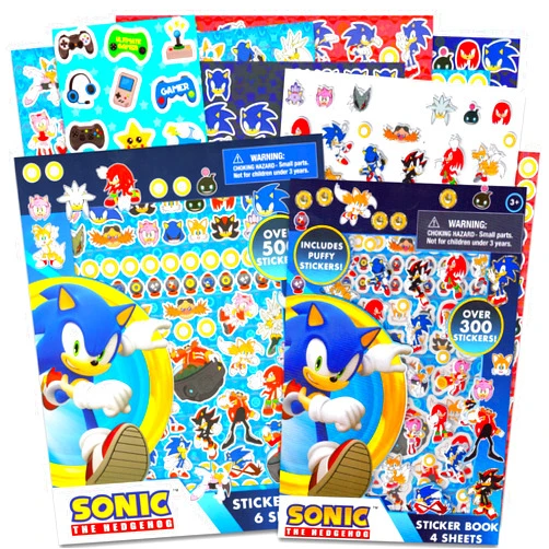 Sonic the Hedgehog Sticker Pack Ultimate Set ~ 800+ Sonic the Hedgehog Stickers Featuring Sonic, Knuckles, Tails, and More | Sonic Sticker Books for Kids Party Supplies, Party Favors Bundle