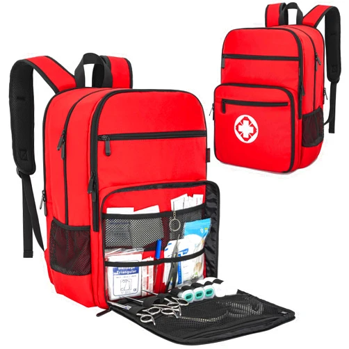 BQKOZFIN First Aid Backpack Bag Empty Emergency Medical Bag with Multi-Pockets for Outdoor Travel Camping,Bag Only